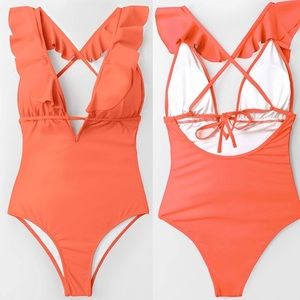 💦Women's L. I. ORANGE 1 Piece Swimsuit ✨NWT✨💦